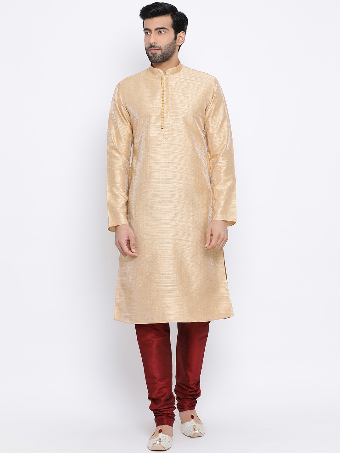 

NAMASKAR Men Brown Solid Silk Kurta