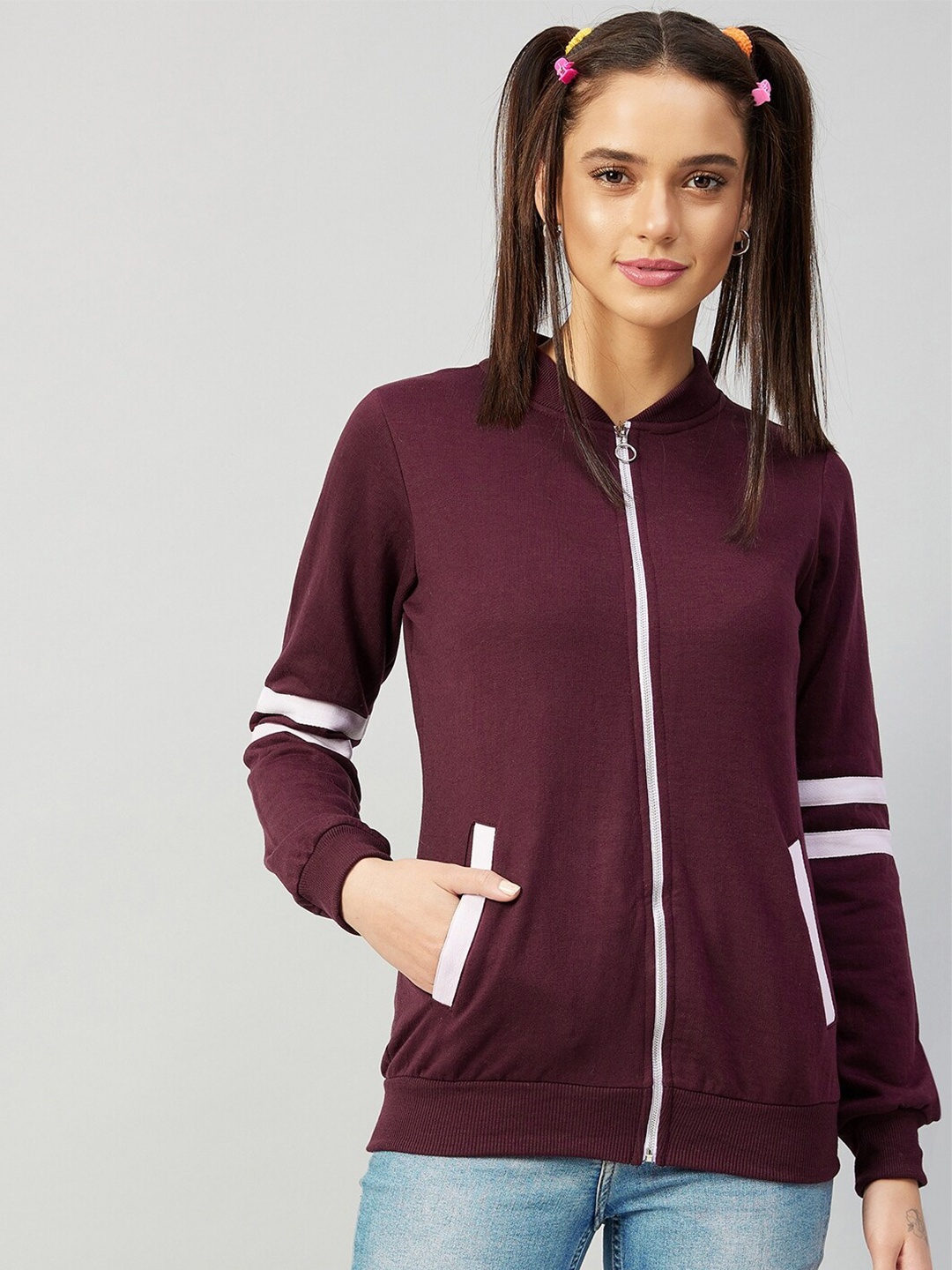 

Athena Women Burgundy Solid Sweatshirt