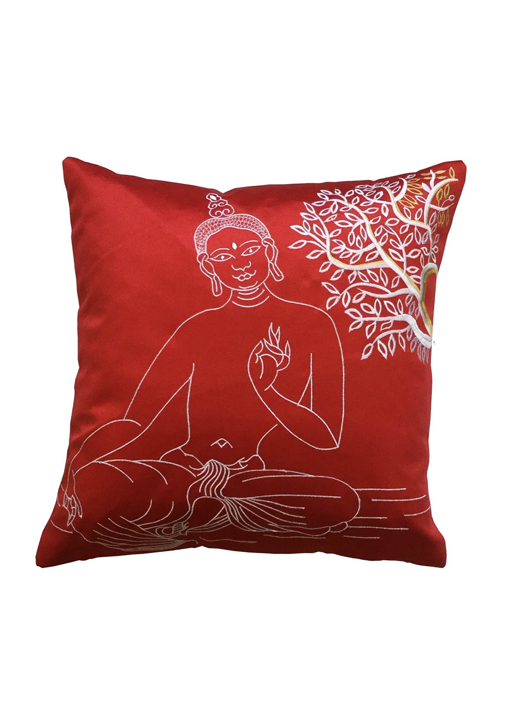 

Lushomes Red & White Ethnic Motifs Square Cushion Covers