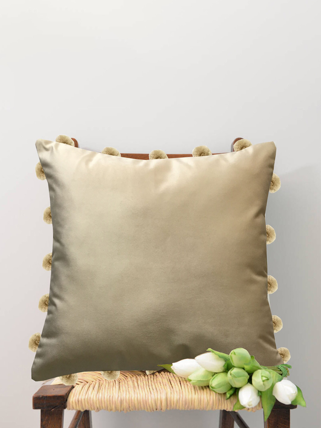 

Lushomes Beige Solid Velvet Square Cushion Covers