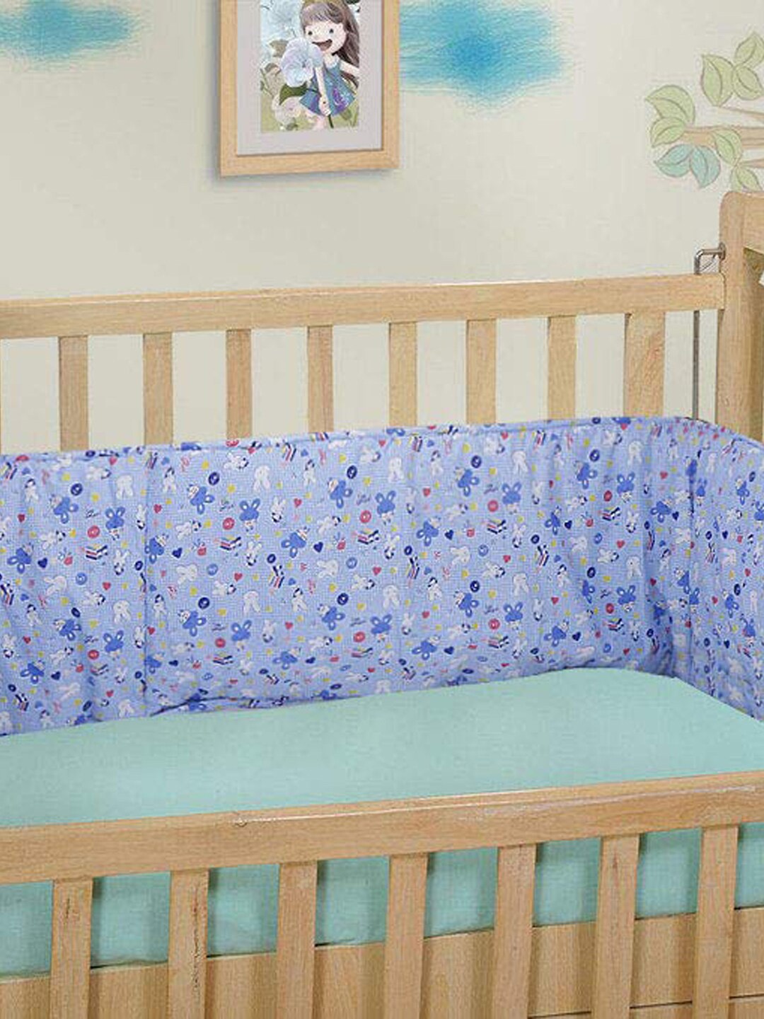

DearJoy Kids Blue & Pink Printed Cot Bedding Bumper