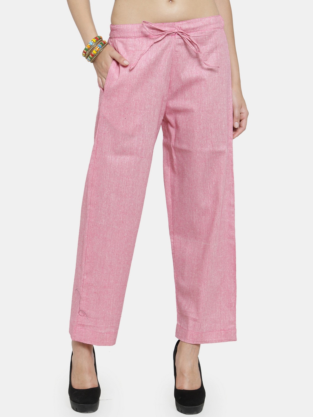 

Enchanted Drapes Women Pink Solid Trousers