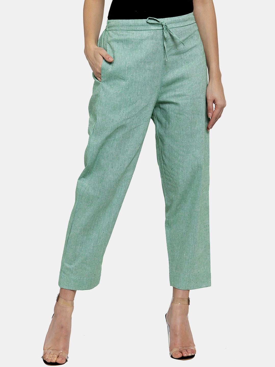 

Enchanted Drapes Women Green Cotton Regular Trousers