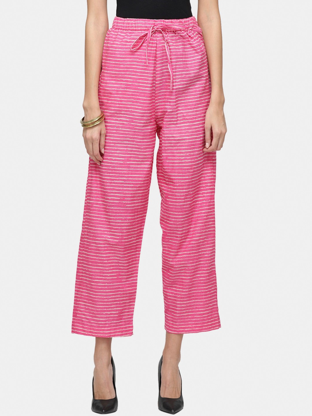 

Enchanted Drapes Women Pink Striped Trousers
