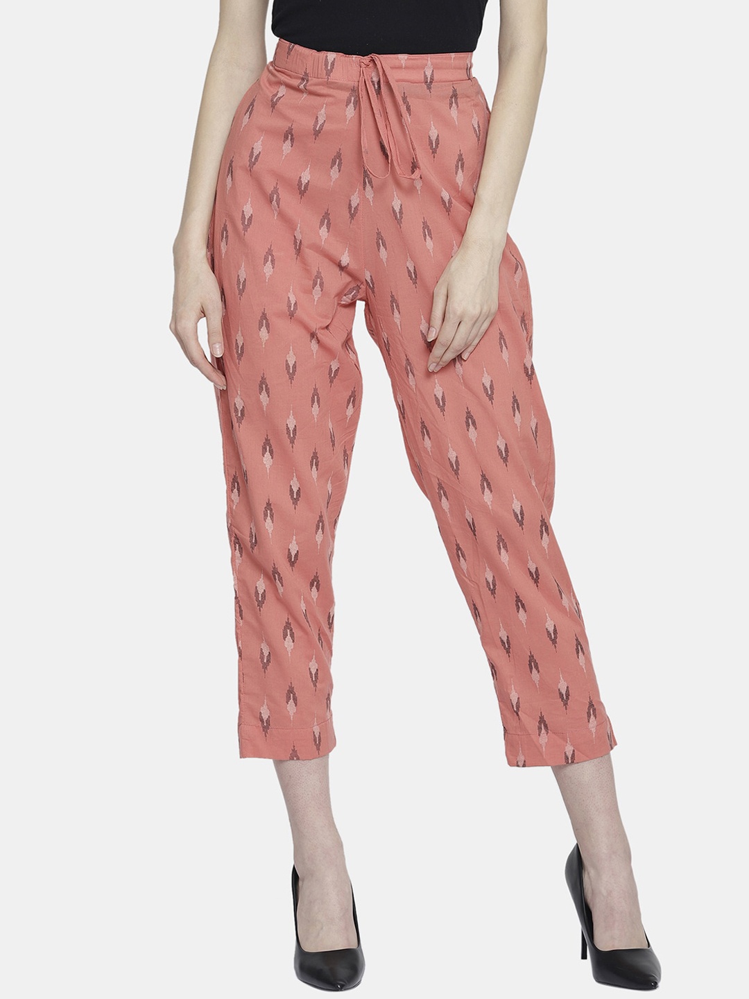 

Enchanted Drapes Women Orange Printed Pure Cotton Trousers