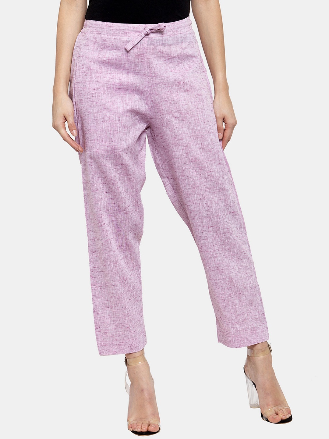 

Enchanted Drapes Women Purple Solid Pure Cotton Trousers