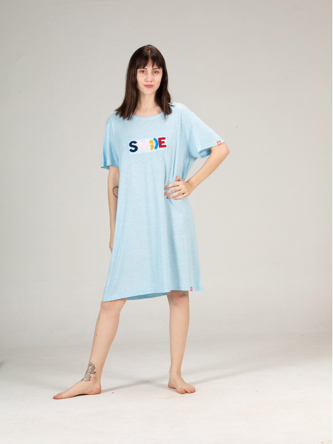 

evolove Women Blue Cotton Nightdress