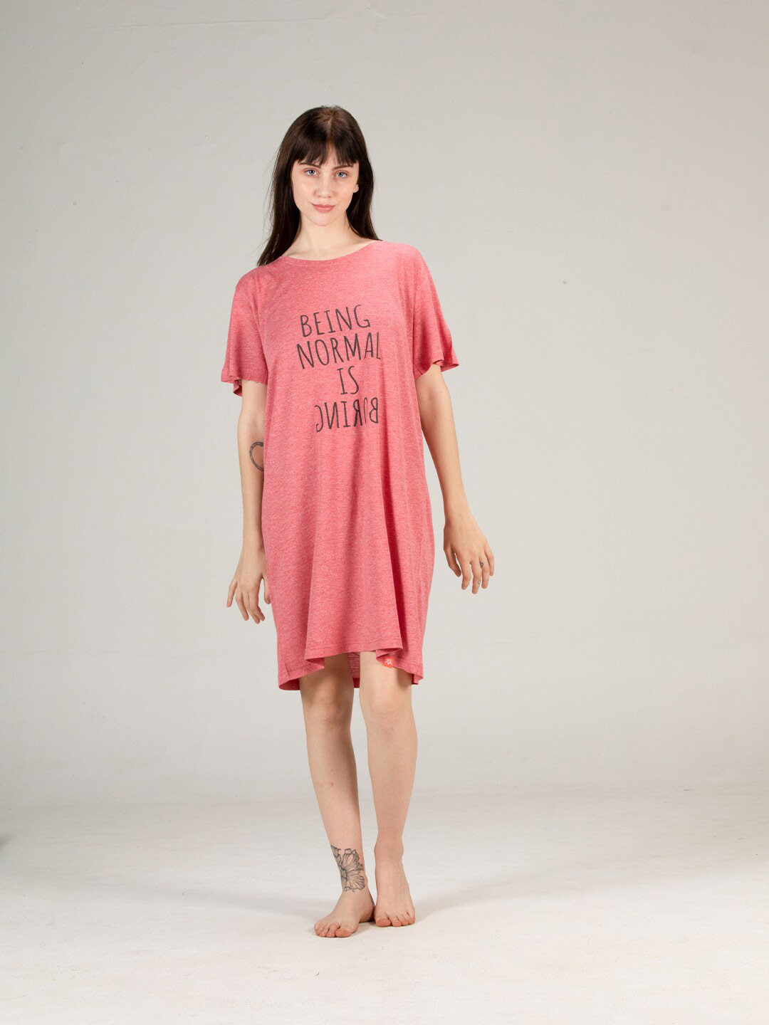 

evolove Red Printed Pure Cotton Nightdress