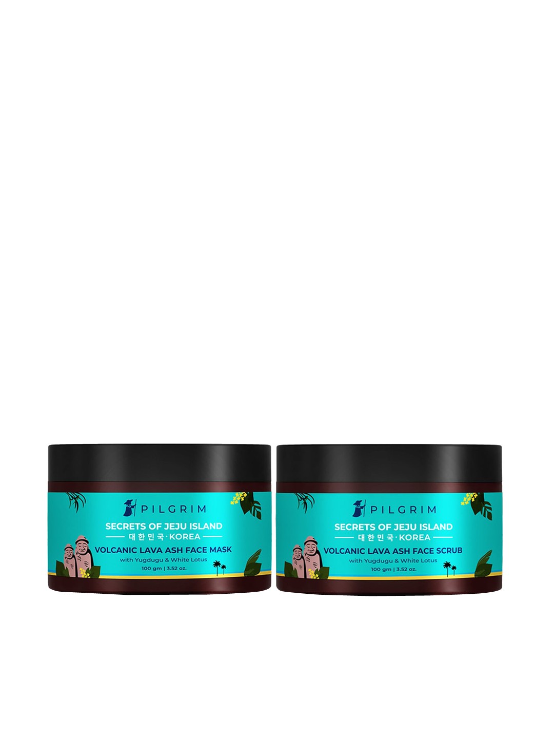 

Pilgrim Face Care Duo Kit - De Tan, Exfoliation, Glowing Skin - 100 g each, Teal