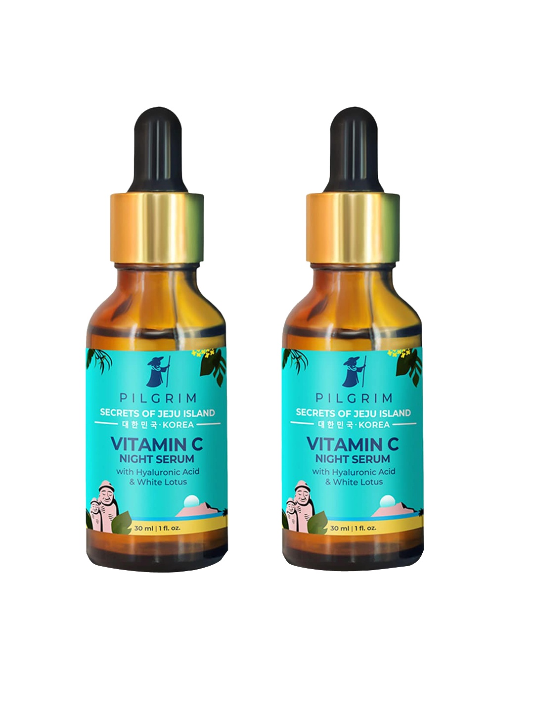 

Pilgrim Pack of 2 Vitamin C Face Serum with Hyaluronic Acid - Glowing Skin - 30 ml each, Teal