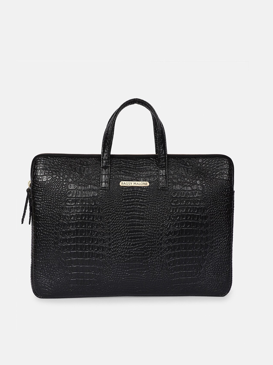 

Bagsy Malone Unisex Black Crocodile Textured Laptop Bag