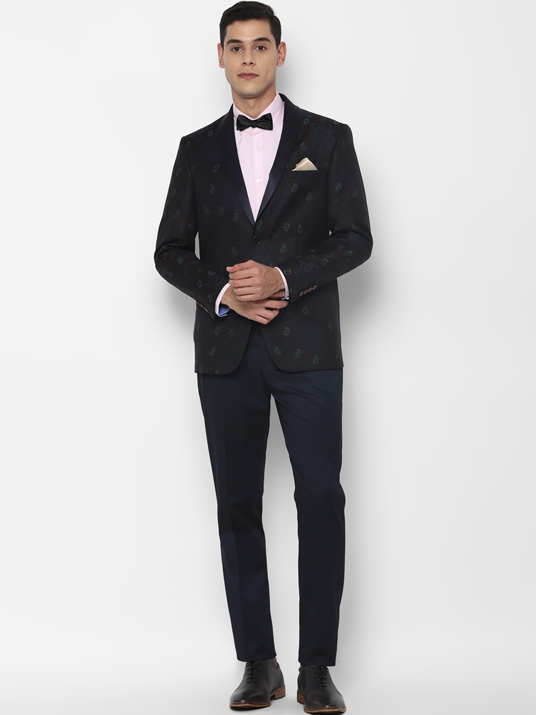 

Allen Solly Men Navy Blue Printed Slim-Fit 2-Piece Party Suit