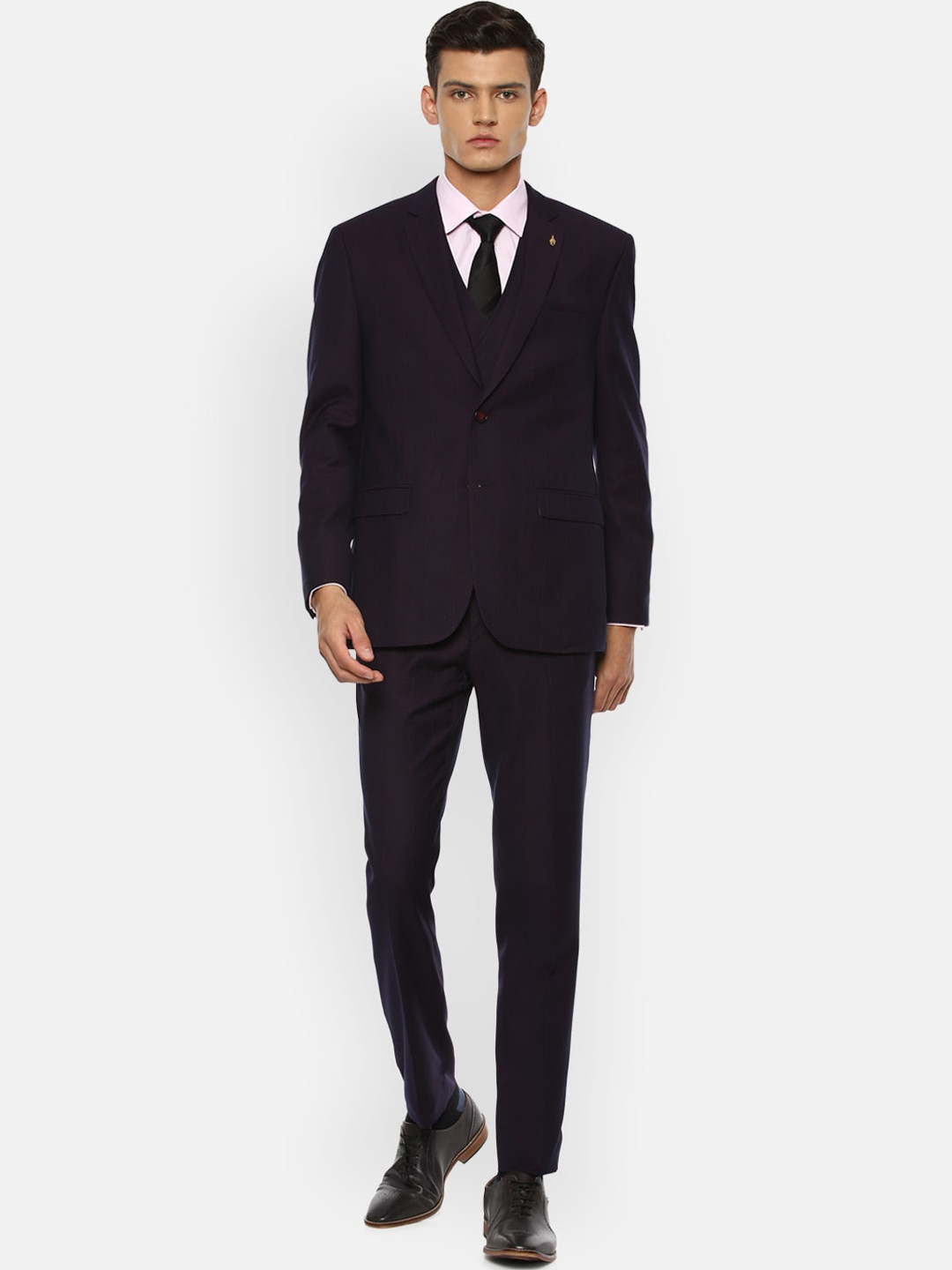 

Van Heusen Men Maroon Solid Single Breasted Slim-Fit 3-Piece Formal Suit