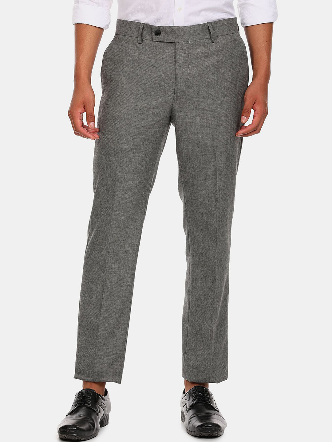 

Arrow Men Grey Textured Formal Trousers