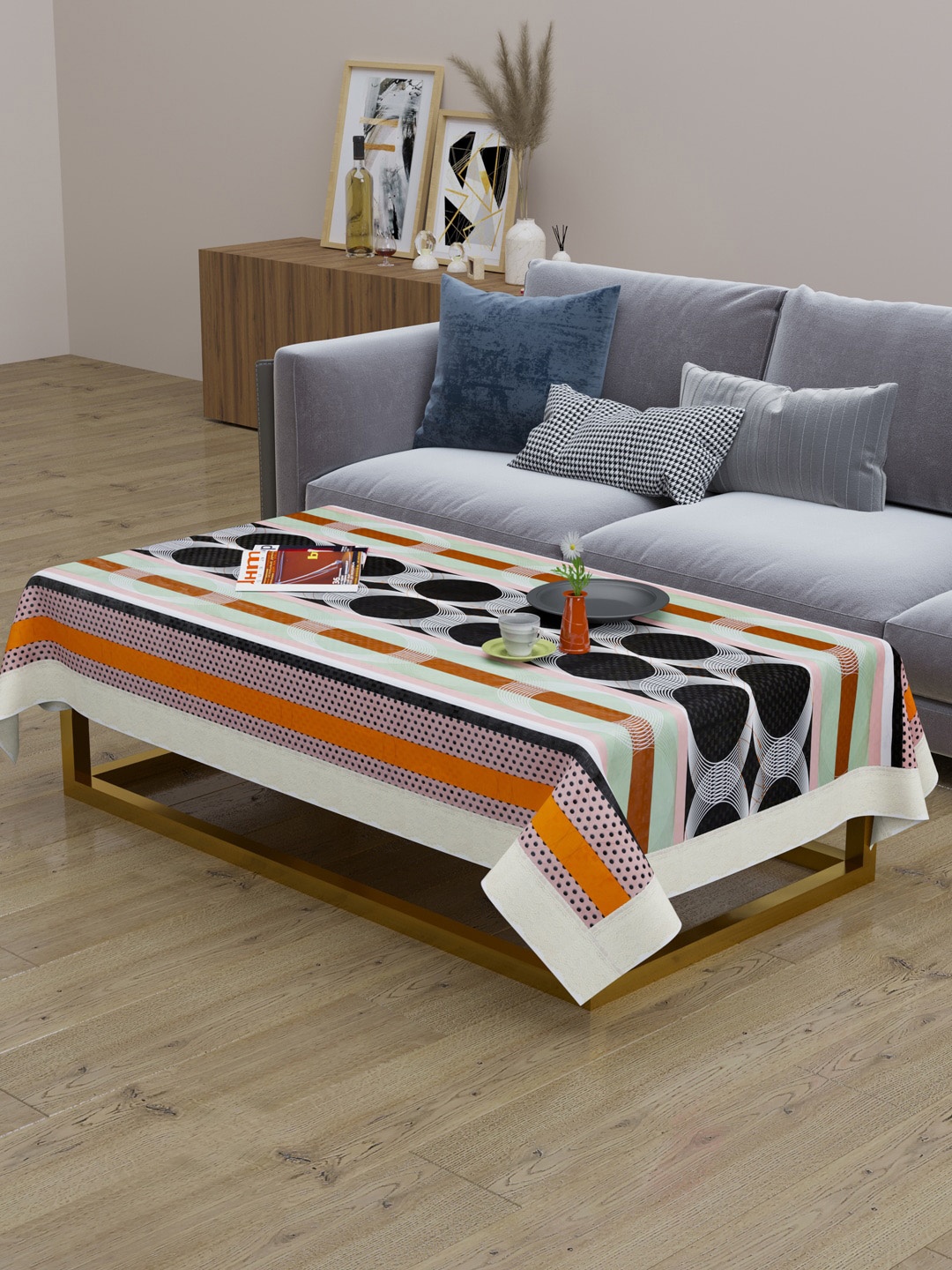 

Clasiko Black & Green Printed Anti-Slip 2-Seater Rectangular Centre Table Cover