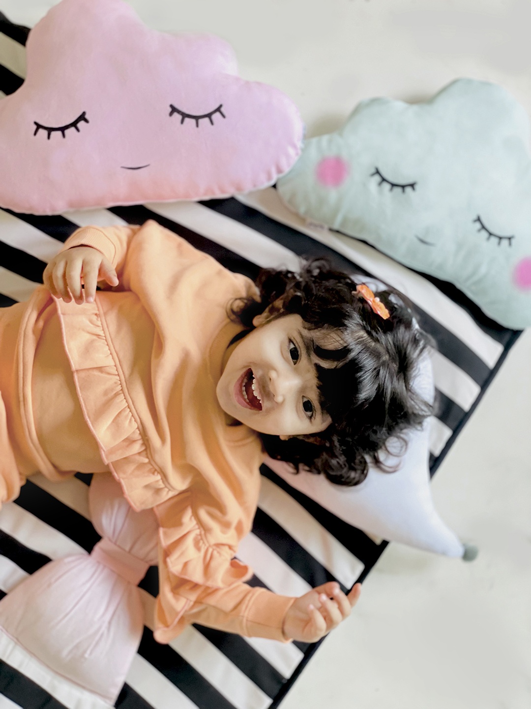 

YK Black and White Striped Reversible Cushioned Playmat