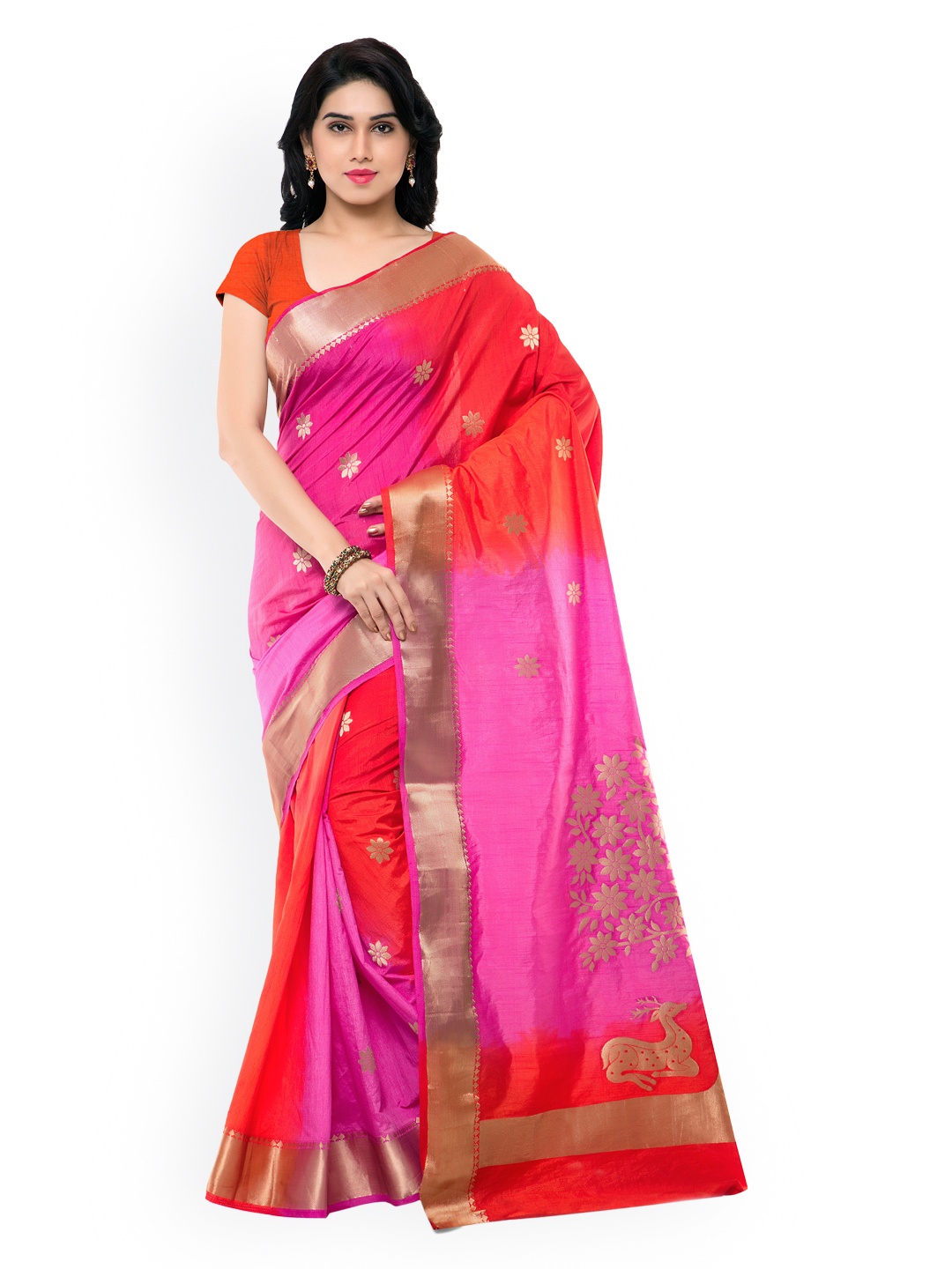 

Varkala Silk Sarees Lavender & Red Kanjeevaram Jacquard & Art Silk Traditional Saree