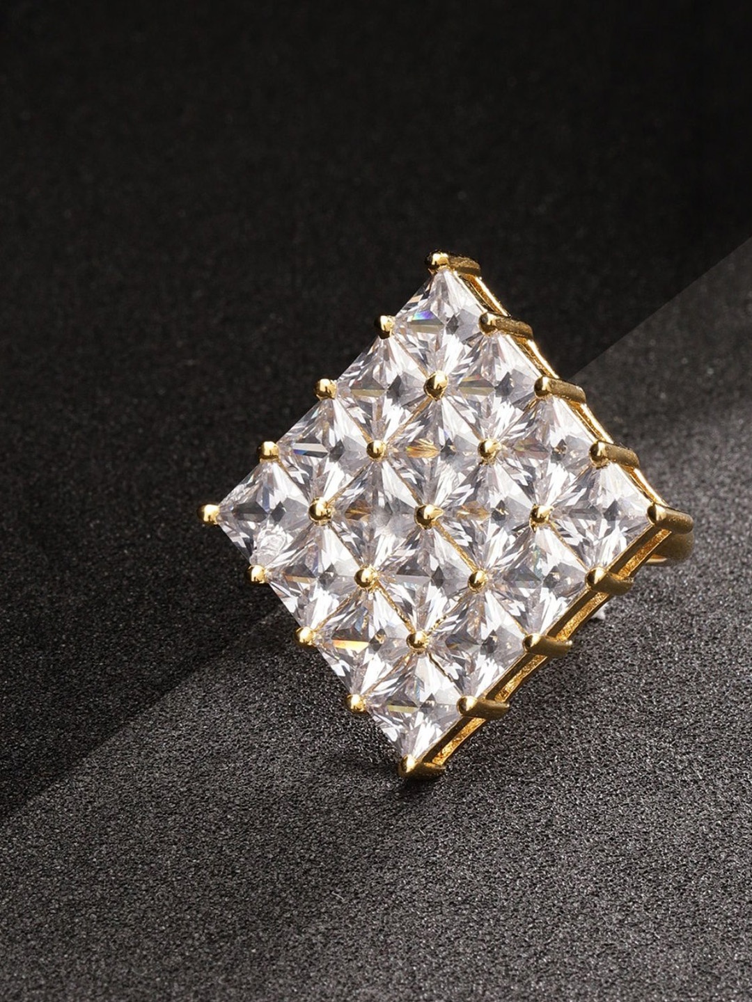 

Priyaasi Gold-Plated White AD-Studded Finger Ring