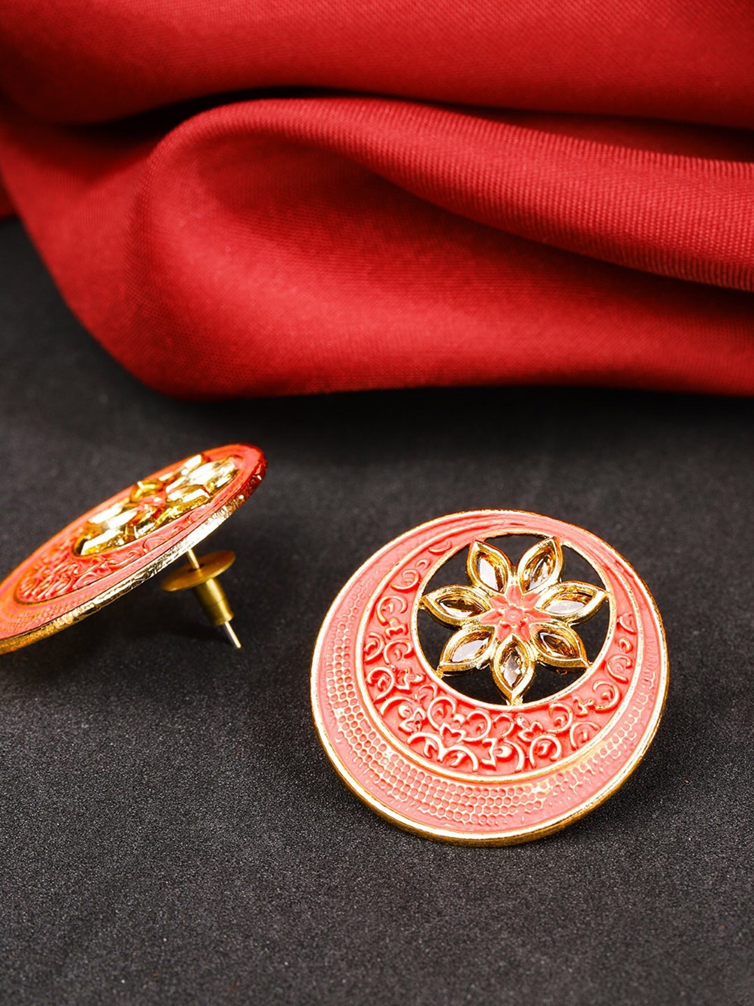 

Priyaasi Pink Circular Studs Earrings
