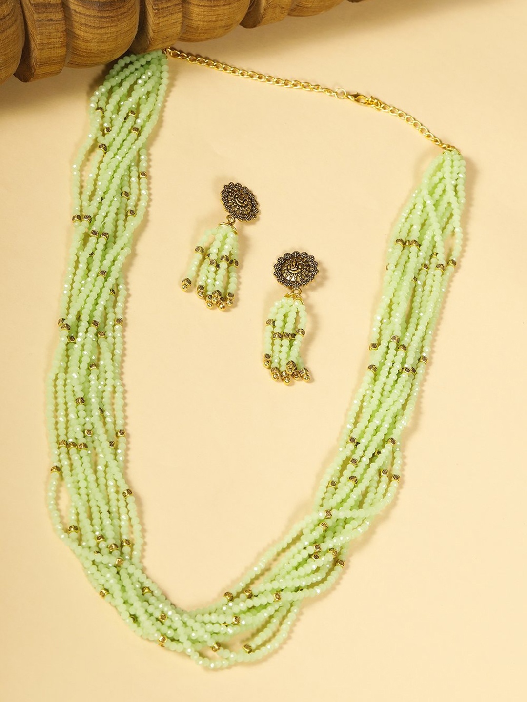 

Priyaasi Green Beaded Ethnic Jewellery Set