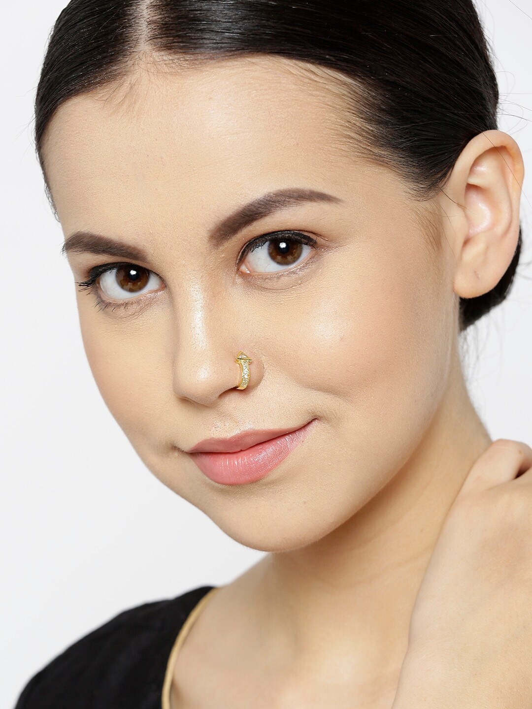 

Priyaasi White Gold-Plated AD Studded Nose Ring