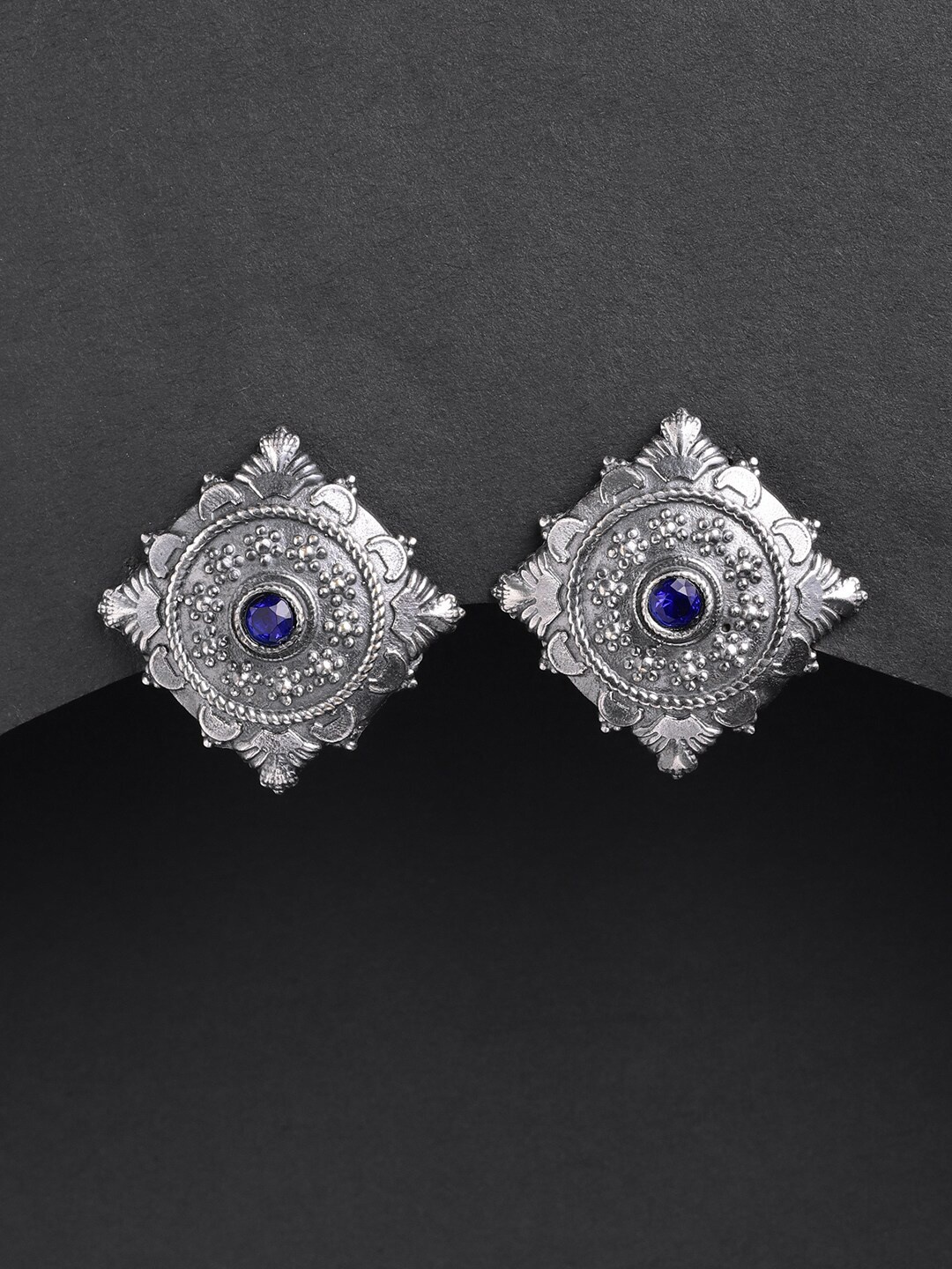

Priyaasi Silver-Toned Geometric Studs Earrings