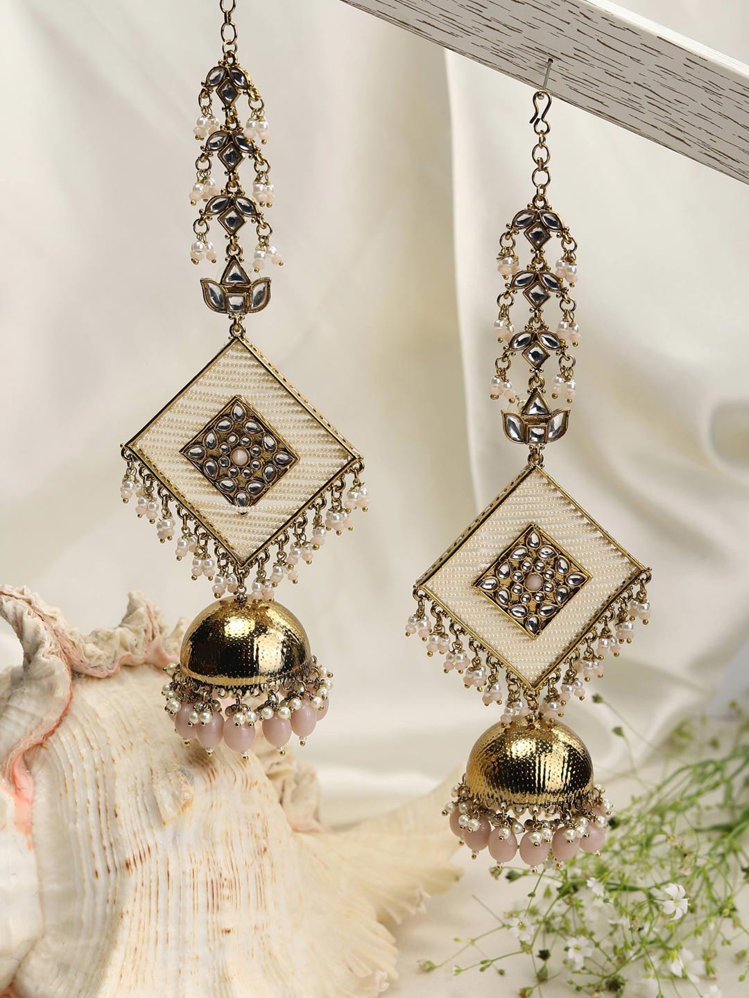 

Priyaasi Women Pink Contemporary Jhumkas Earrings