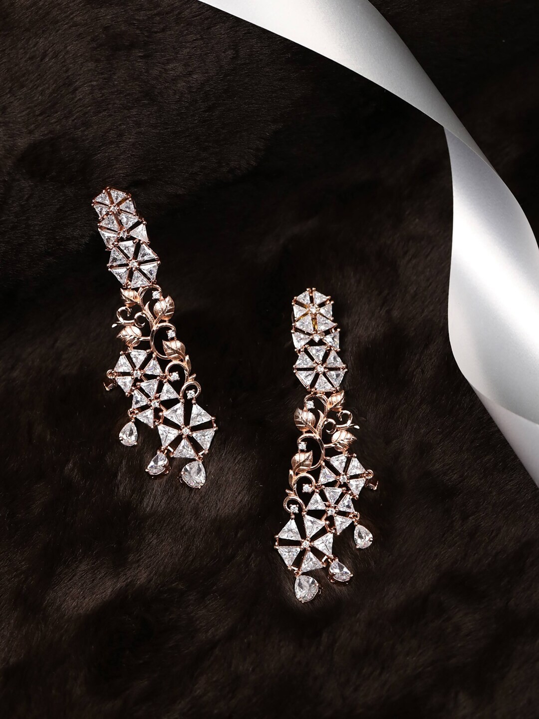 

Priyaasi Rose Gold Floral Drop Earrings