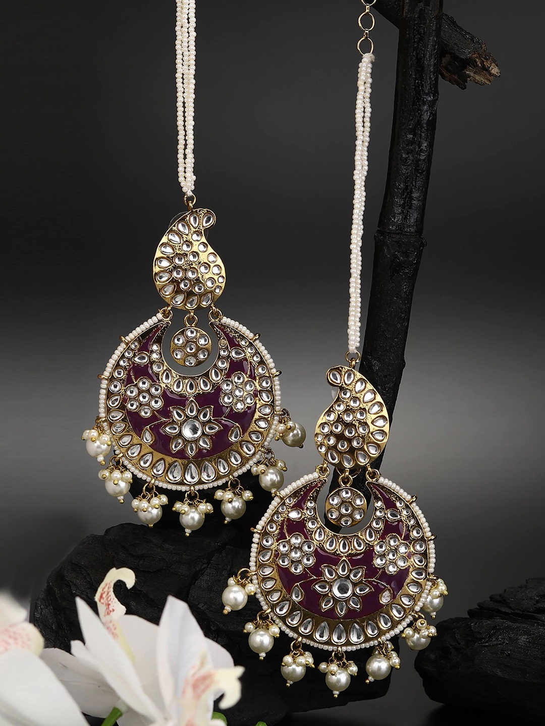 

Priyaasi Red & Gold-Toned Classic Jhumkas Earrings