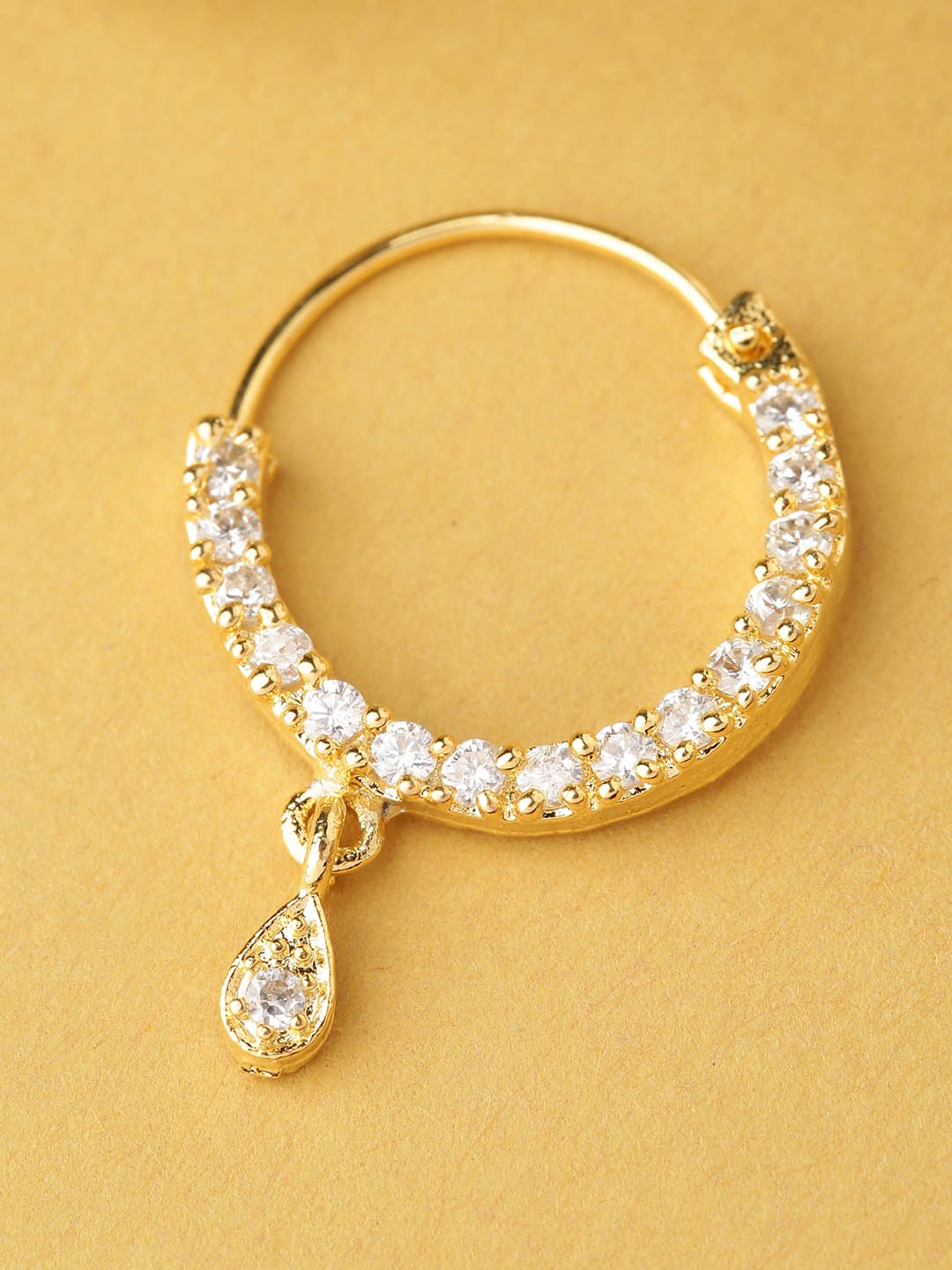

Priyaasi Women White Gold-Plated AD-Studded Nose Pin
