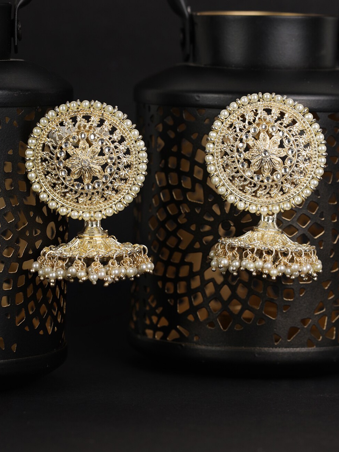 

Priyaasi Gold-Toned Contemporary Jhumkas Earrings