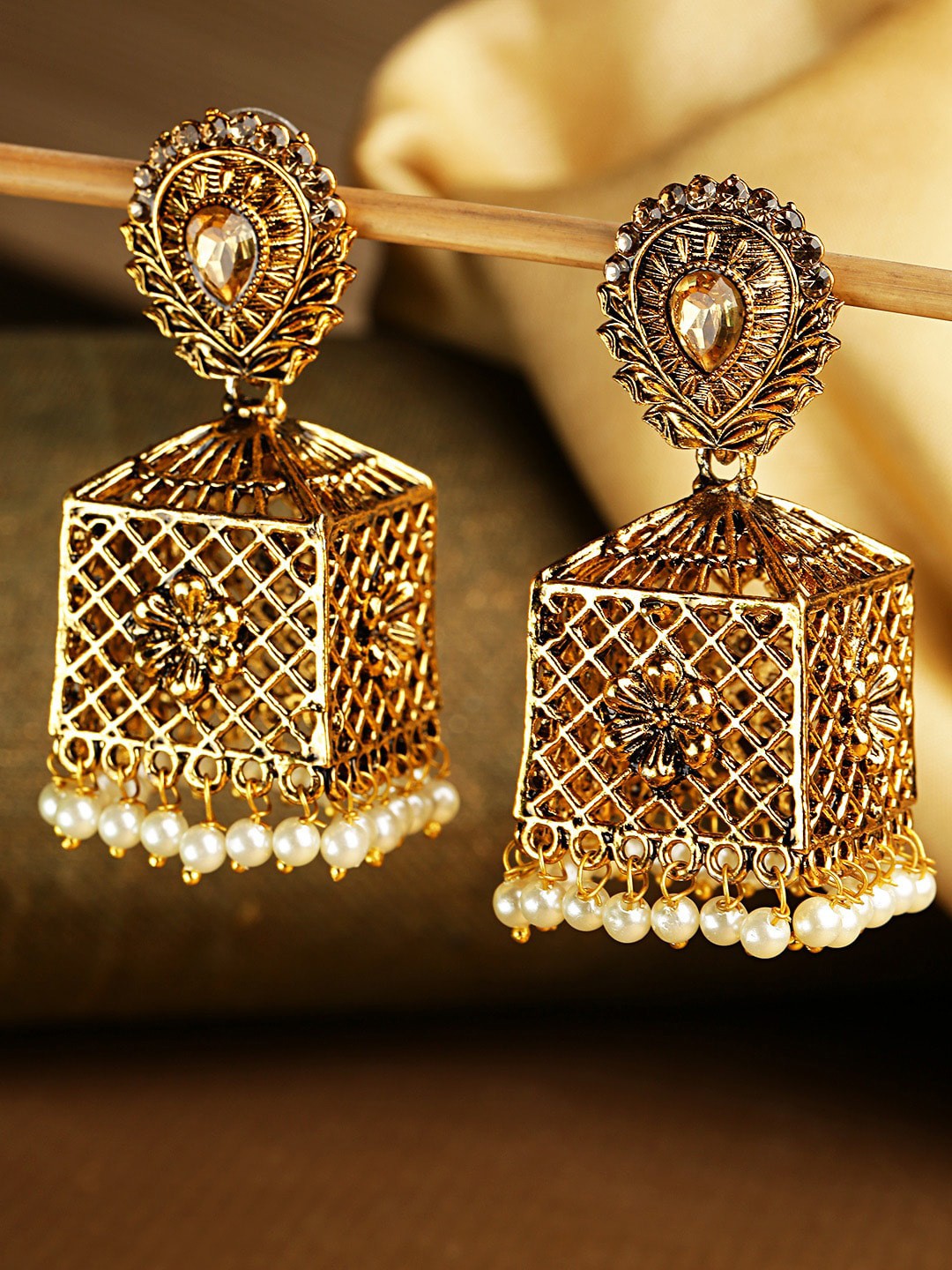 

Priyaasi Gold-Plated Contemporary Jhumkas