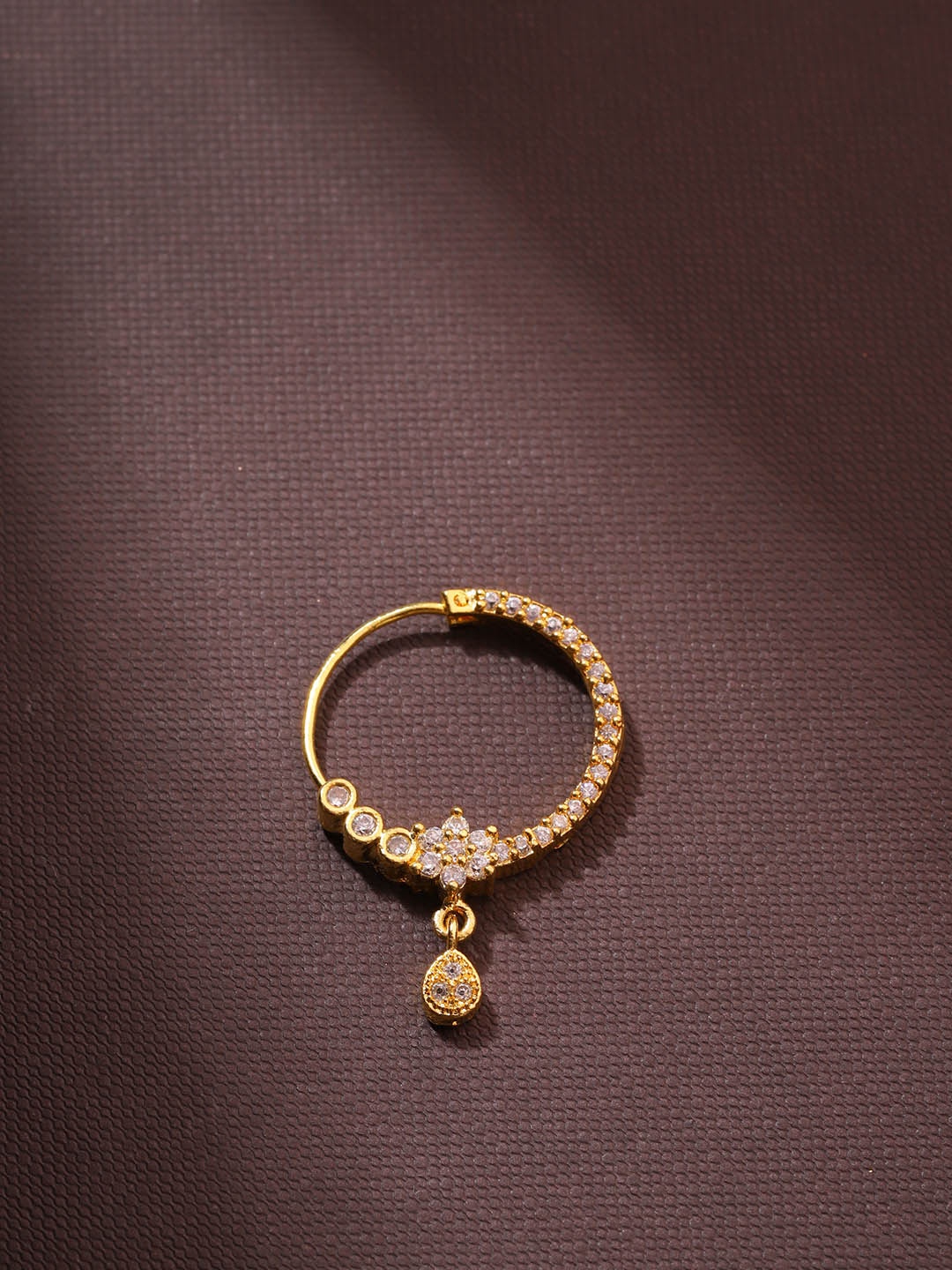 

Priyaasi Gold-Plated White AD-Studded Nose Ring