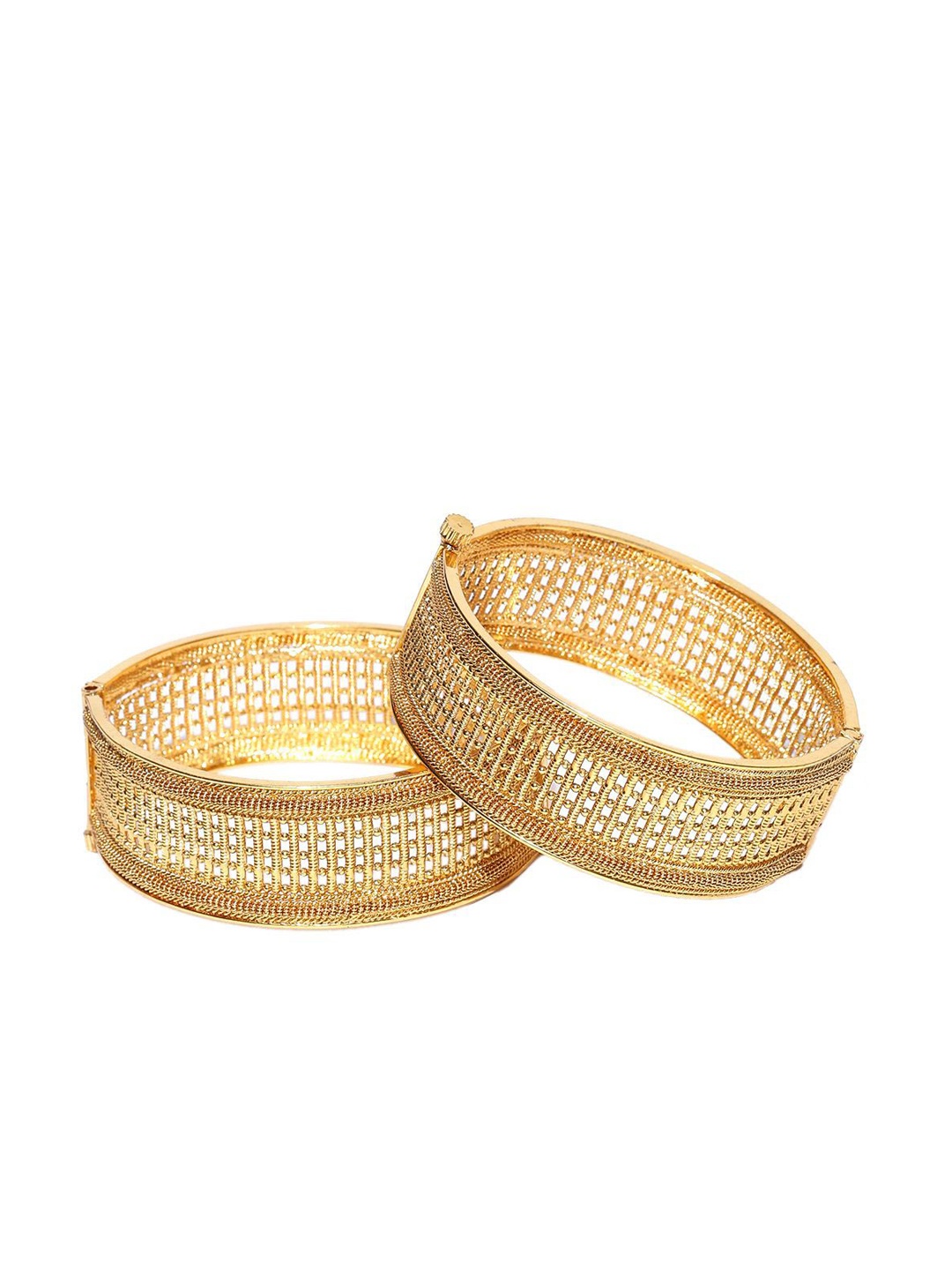 

Priyaasi Set of 2 Gold-Plated Textured Openable Bangles