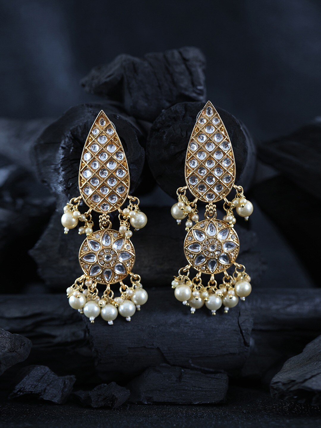 

Priyaasi Gold-Plated Floral Jhumkas Earrings