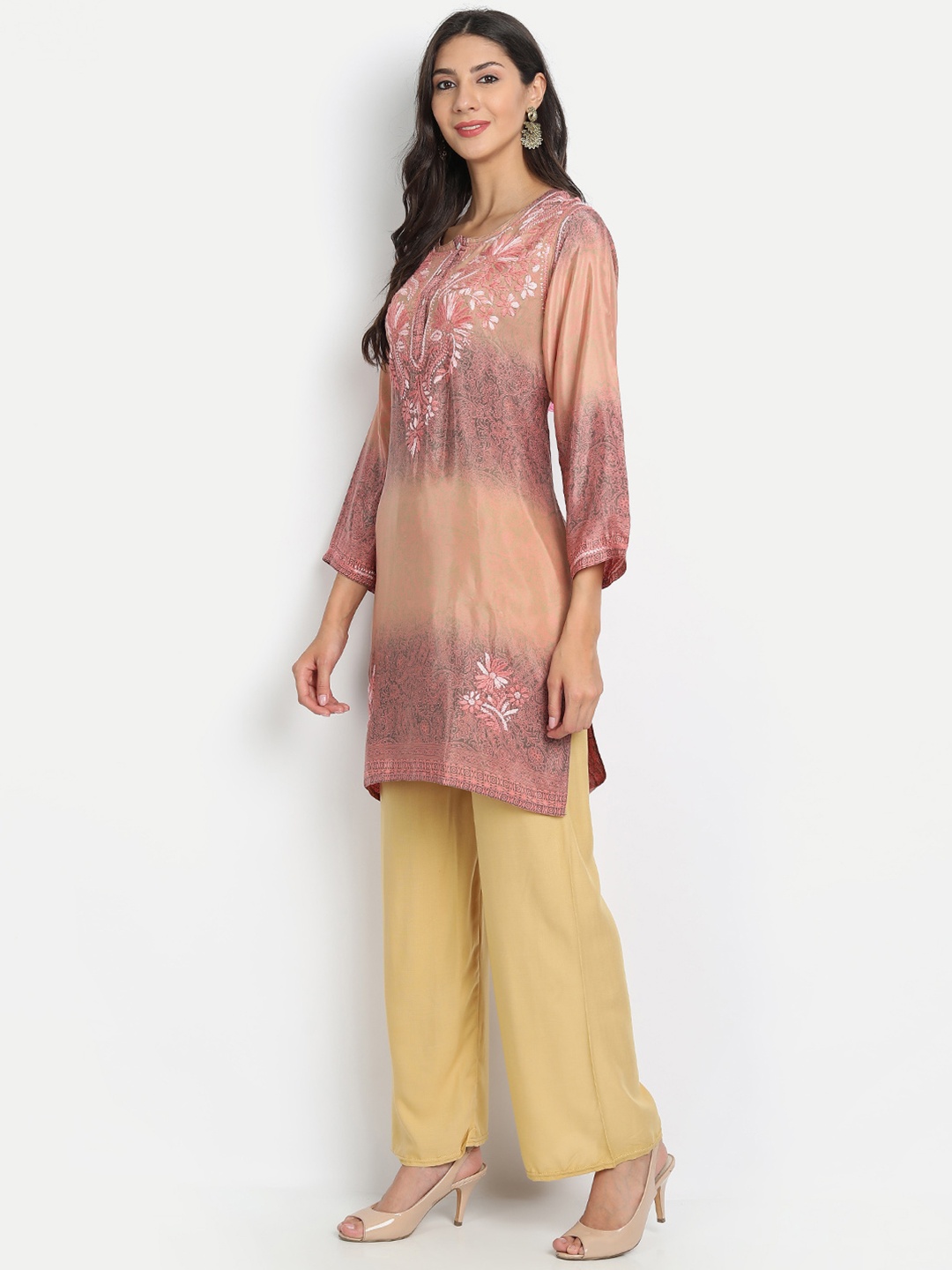 

HOUSE OF KARI Brown & Pink Printed Tunic