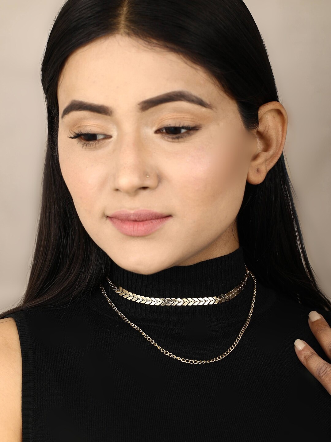 

Priyaasi Gold-Toned Brass Gold-Plated Layered Necklace