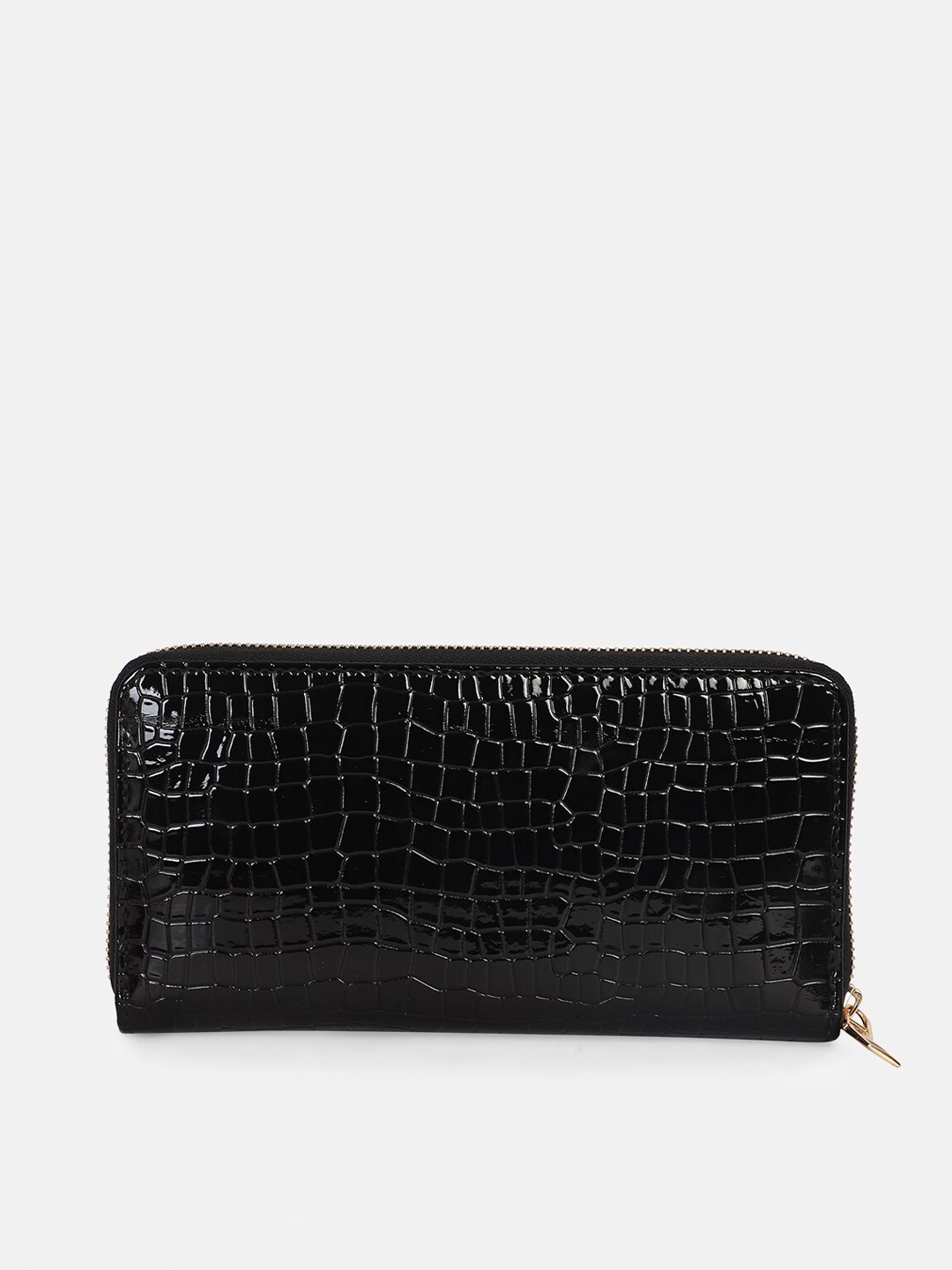 

Bagsy Malone Women Black Animal Textured PU Zip Around Wallet