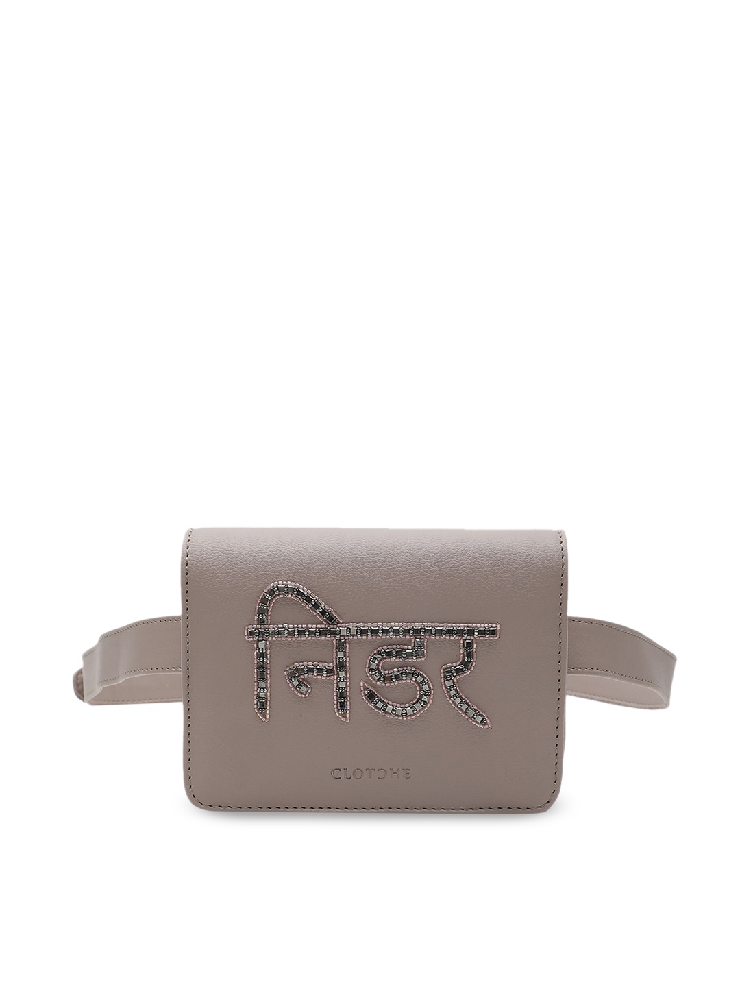 

Clotche Beige Embellished Structured Sling Bag