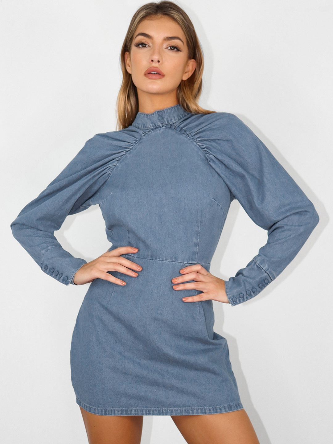 

Missguided Women Blue Styled Back Sheath Dress