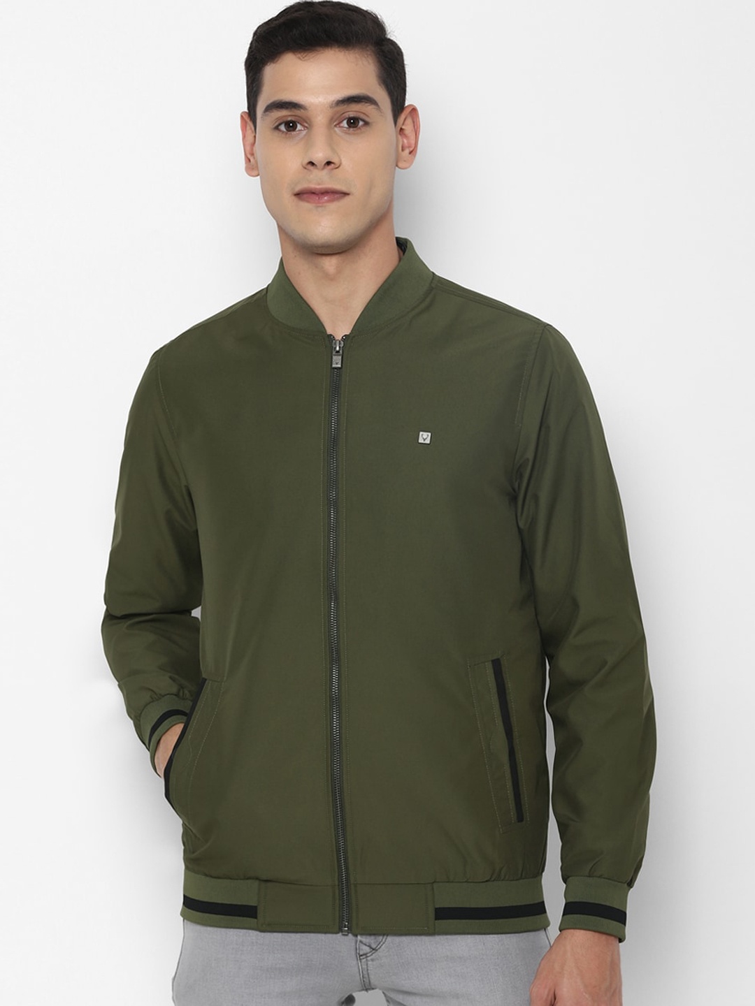 

Allen Solly Sport Men Olive Green Bomber Jacket