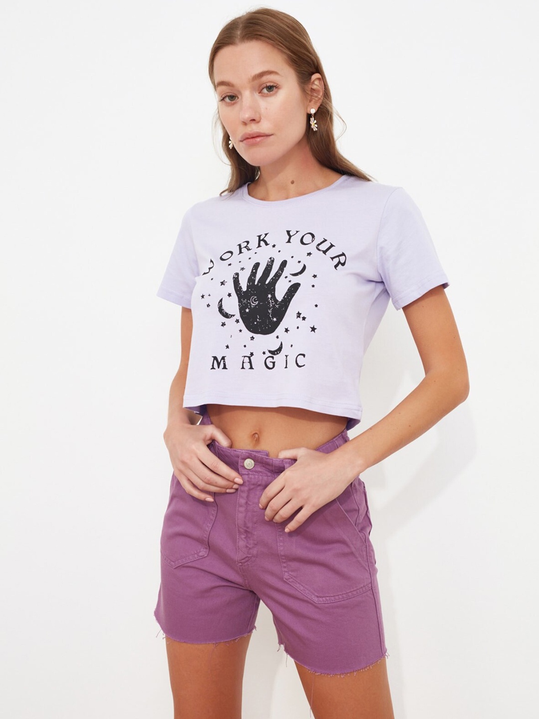 

Trendyol Women Purple Solid Shorts