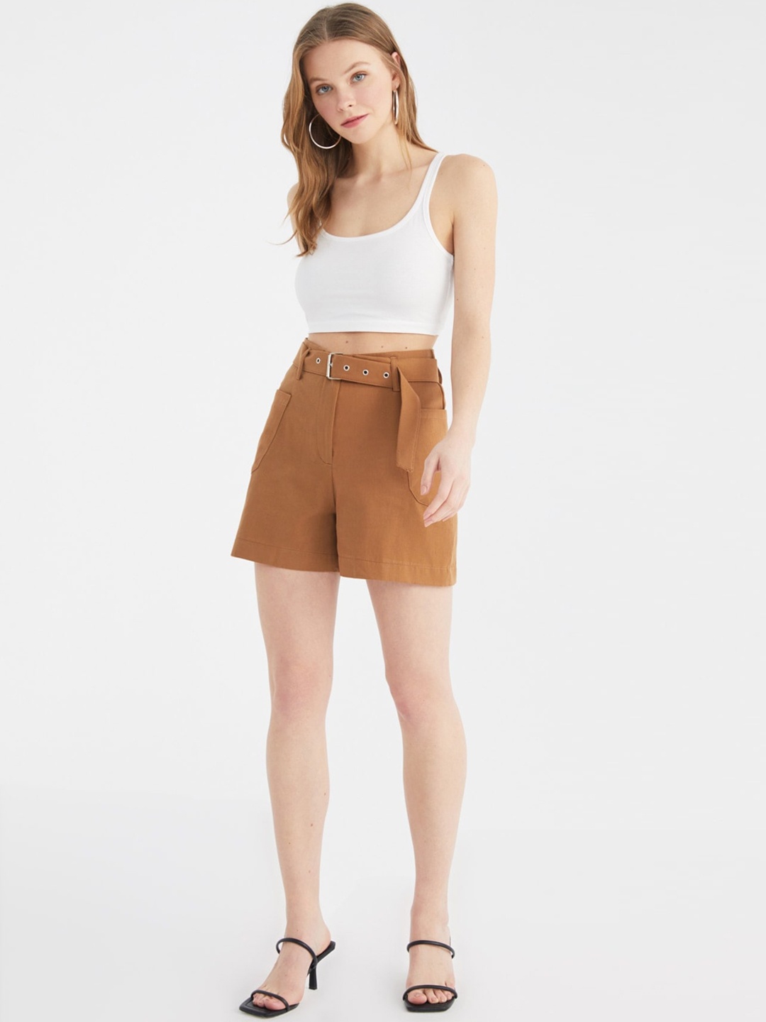 

Trendyol Women Camel Brown Solid Shorts