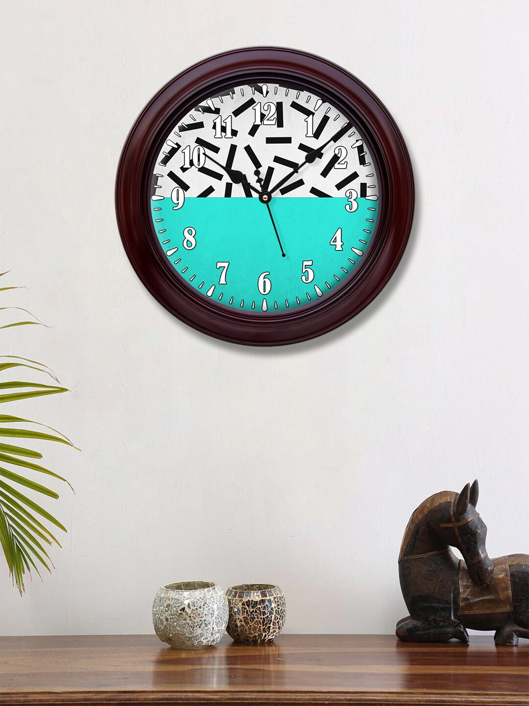 

999Store Sea Green & Grey Printed Contemporary Wall Clock 30 cm