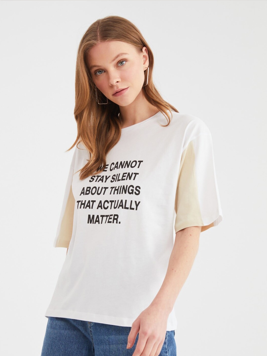

Trendyol Women Classic White Typography Tshirt