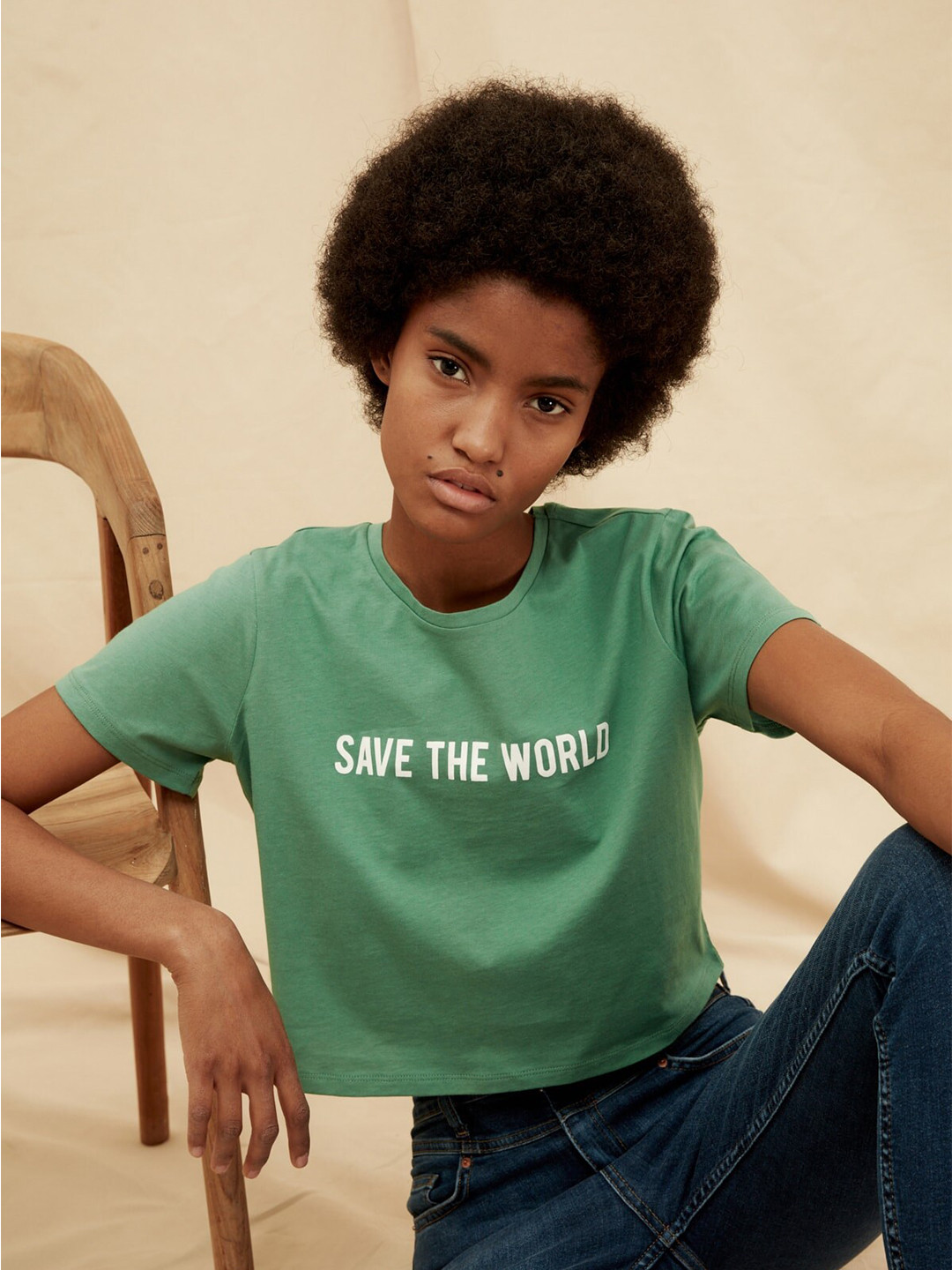 

Trendyol Women Green Typography Tshirt