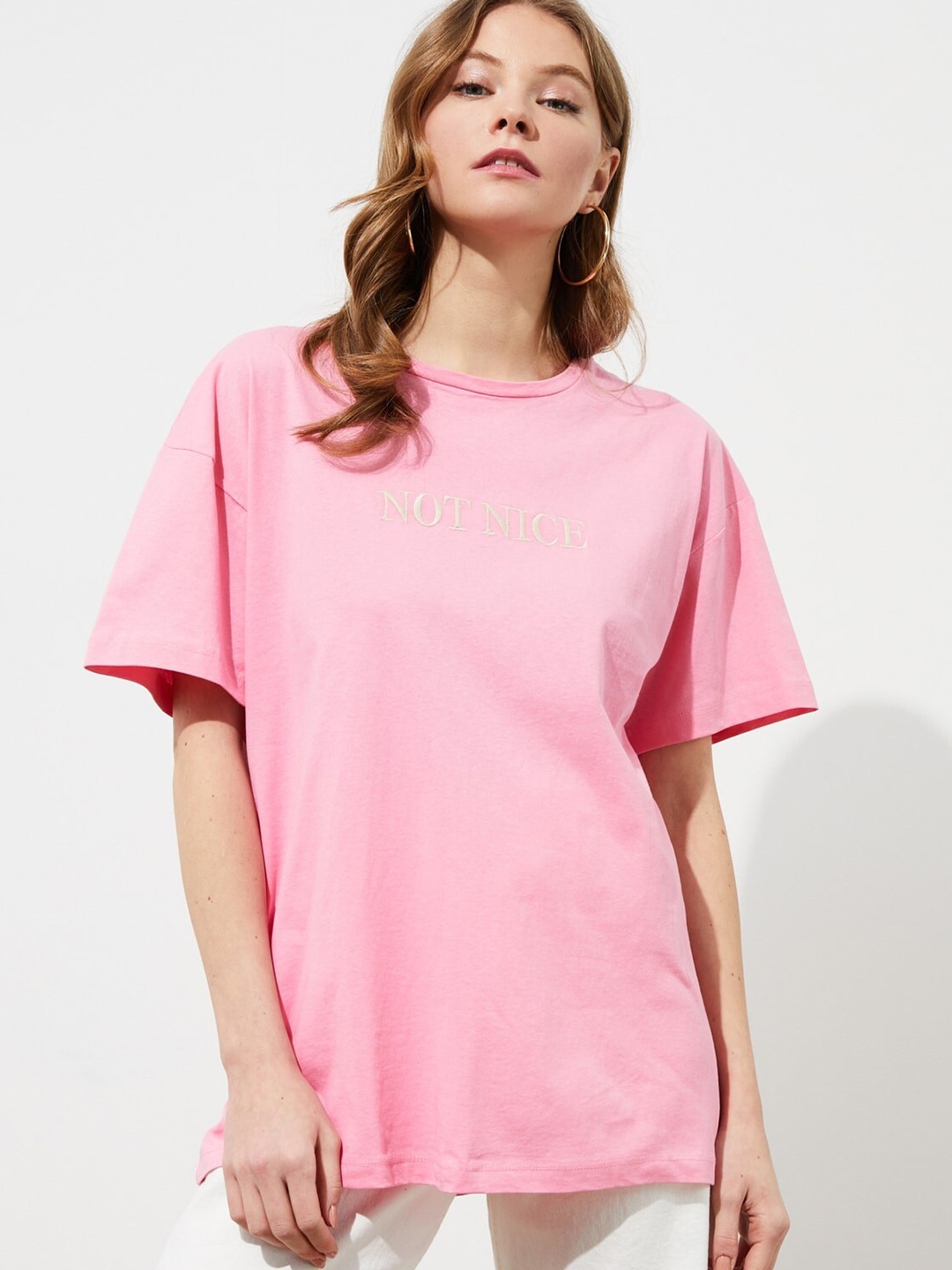 

Trendyol Women Pretty Pink Solid Tshirt