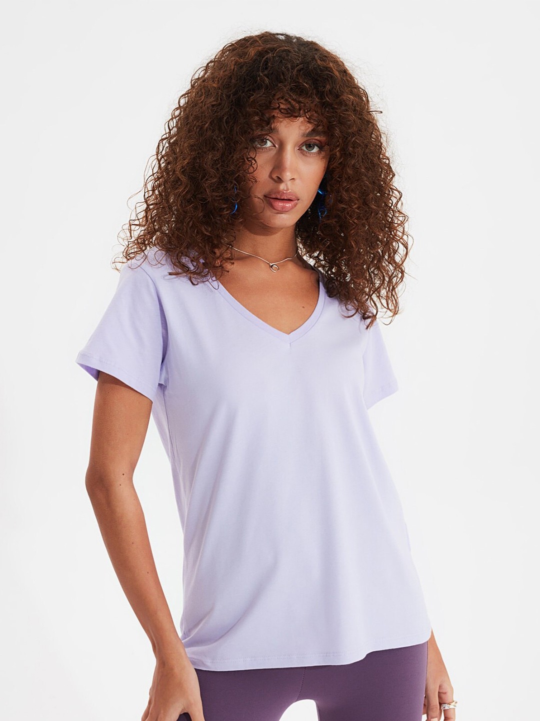 

Trendyol Women Purple Solid Tshirt
