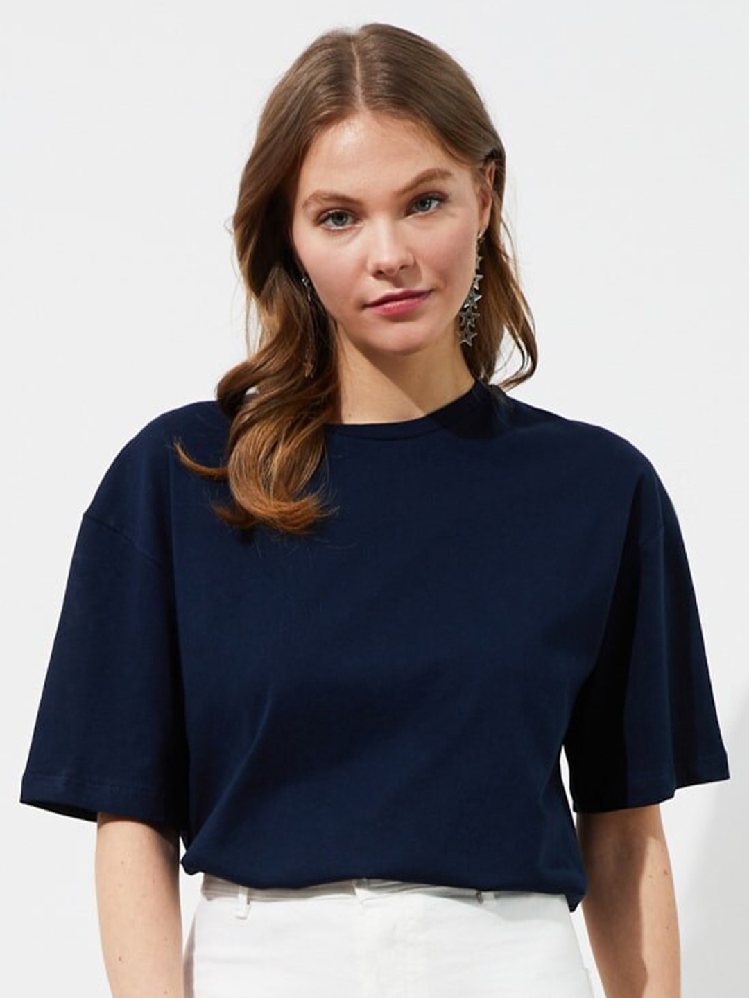 

Trendyol Women Navy Blue Typography Tshirt