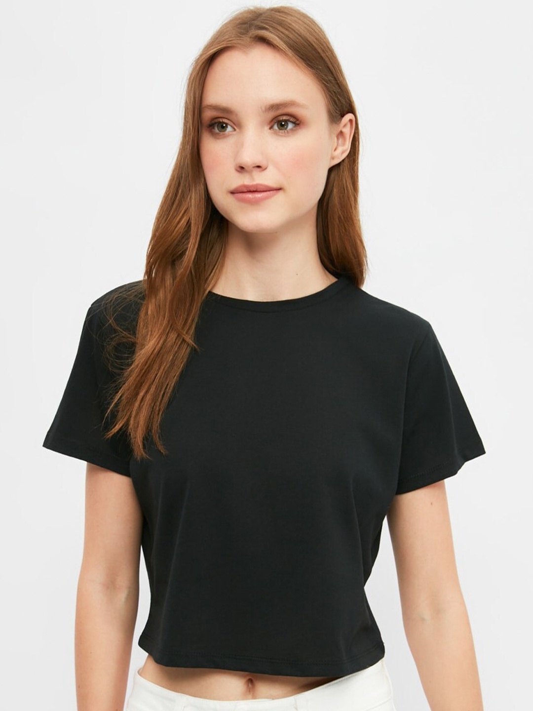 

Trendyol Women Stylish Black Solid Tshirt